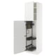 A white METOD kitchen cabinet with black pull-out organisers.