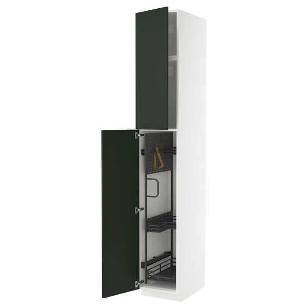 Green METOD tall cabinet with drawers