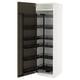 A white METOD kitchen cabinet with dark brown pull-out shelves. Its rectangular with a modern design.