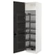 Modern white METOD kitchen cabinet with black pull-out shelves.