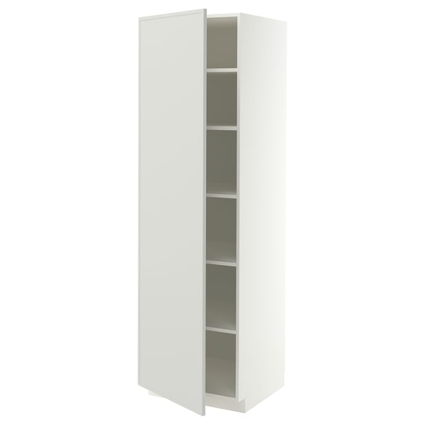 METOD High cabinet with shelves, white/Aspudden light grey, 60x60x200 cm