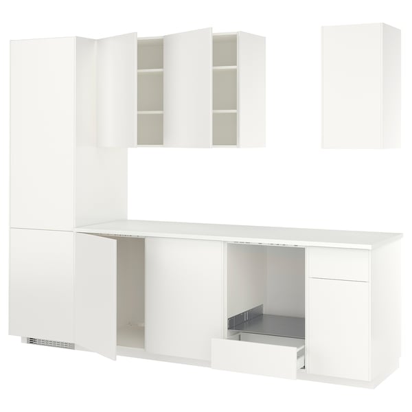METOD Kitchen, white/Veddinge white, 287x60x228 cm