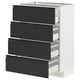 METOD kitchen unit, matte black, four drawers, minimalist.