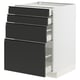 Modern kitchen cabinet: white base, black matte drawers with handles.