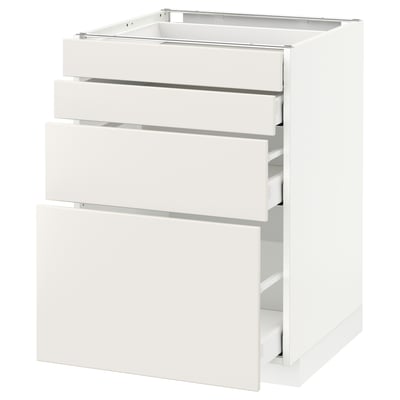 White METOD kitchen unit with smooth veddinge drawers for dream kitchen.