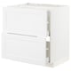 Ikea METOD white kitchen cabinet with open drawer, modern traditional design.