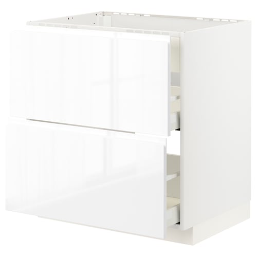 White METOD cabinet: modern, glossy finish, sleek design, minimalist style, smooth surfaces.