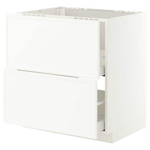 METOD / MAXIMERA Base cab f sink+2 fronts/2 drawers, white/Aspudden matt white, 80x60 cm