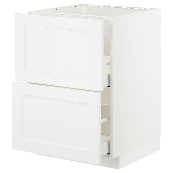 METOD white cabinet with pull-out drawers, modern kitchen storage.