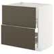 METOD kitchen unit with dark brown havstorp fronts, white frame, two drawers.