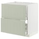 METOD kitchen unit in green, boxy shape with two drawers, modern minimalist design.