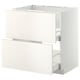 White METOD kitchen cabinet with two drawers, sleek design, smooth finish.