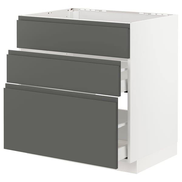METOD kitchen unit in dark grey with three drawers, sleek design, modern look.