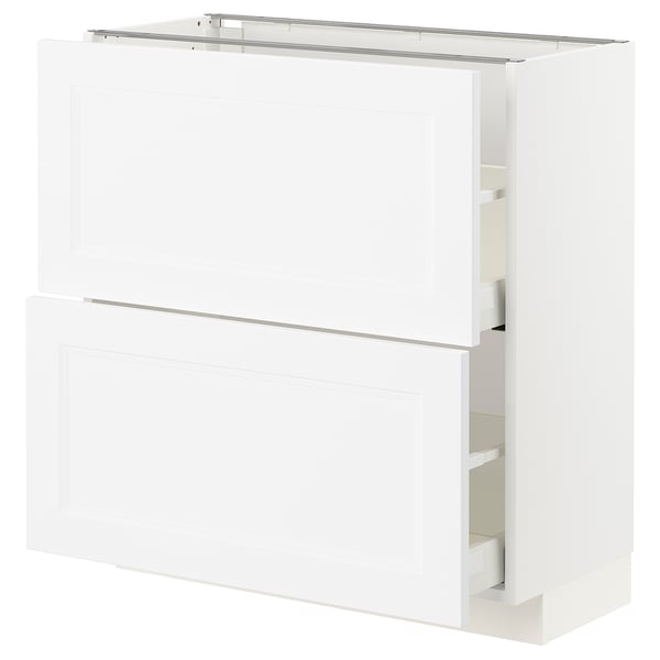 A white METOD kitchen cabinet with two drawers. It has a sleek, modern design.