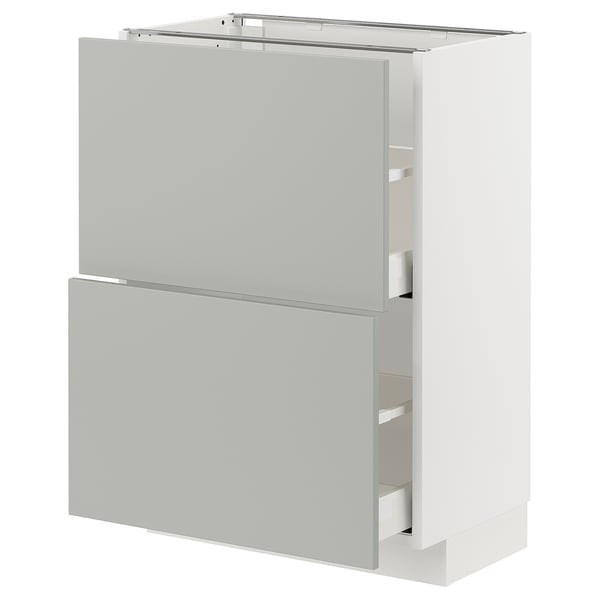 Modern kitchen unit, white & grey, sleek design, two drawers, minimalist style.