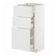 White METOD kitchen cabinet with multiple drawers and doors, modern design.