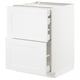 White METOD kitchen unit with three drawers, modern design, smooth surfaces.