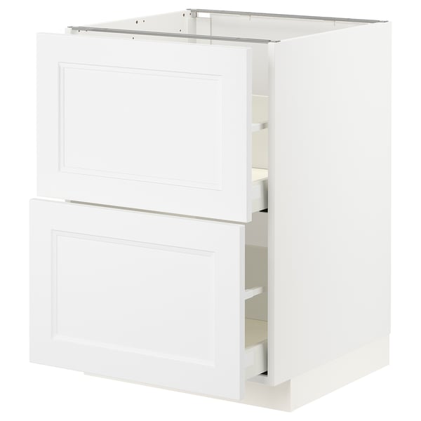 METOD kitchen unit, white, rectangular, two drawers, smooth finish.
