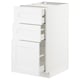 White METOD kitchen cabinet with three drawers in modern design.