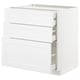 White METOD kitchen cabinet with three drawers.