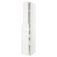 White METOD tall kitchen cabinet with multiple shelves and drawers for storage.