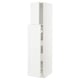 White METOD kitchen cabinet with open door, modern, rectangular, flat panel design, 25-year warranty, made of fiberboard and steel.