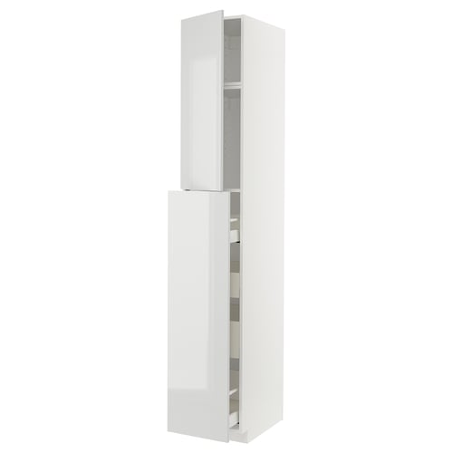 METOD kitchen cabinet in white with high-gloss gray accents, sleek and modern.
