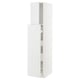 White METOD kitchen cabinet with two open compartments - modern, minimalist design, made of robust particle board and fiberboard.