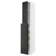 METOD kitchen cabinet, matte black doors, integrated handles, tall with drawers and shelves.