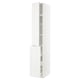 White METOD cabinet with open door, multiple shelves.