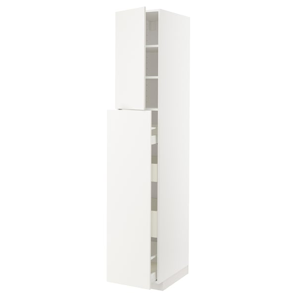 White ikea METOD kitchen cabinet, sleek modern design with pull-out storage shelves.