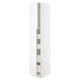 White METOD tall kitchen cabinet with multiple shelves and modern design.