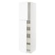 White wall cabinet from METOD kitchen system, tall with multiple shelves.