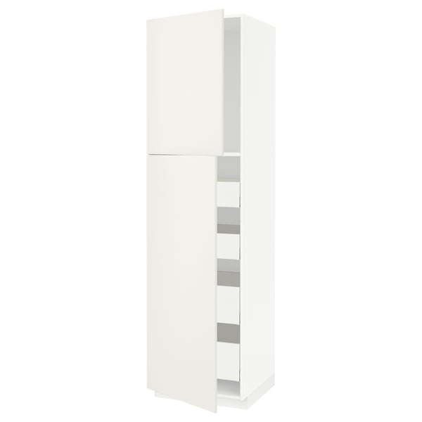 White METOD kitchen cabinet with smooth lines and multiple shelves.