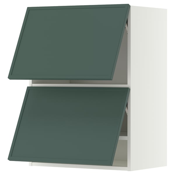 METOD Wall cabinet horizontal w 2 doors, white/Aspudden dark grey-green, 60x80 cm