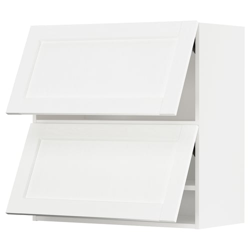 White kitchen cabinets with two doors, clean design, modern style.