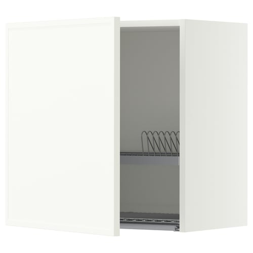 METOD Wall cabinet with dish drainer, white/Aspudden matt white, 60x60 cm