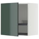 A green-high gloss METOD kitchen cabinet with an adjustable shelf and integrated dish drainer, featuring a sleek, modern design.
