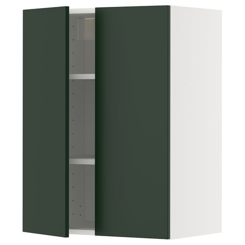 METOD kitchen unit: deep green, wall-mounted, two-door cabinet with adjustable shelves.