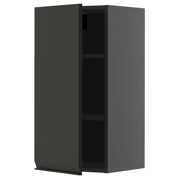 Modern black METOD kitchen cabinet with adjustable shelves.