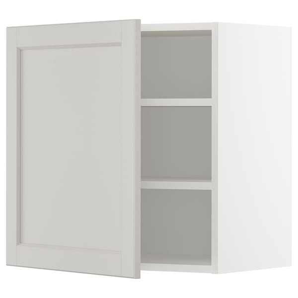 White METOD kitchen cabinet with 3 shelves, modern design, clean lines, bevelled edges.