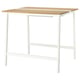 A MITTZON high conference table with light wooden top and white metal legs, designed for sitting or standing.