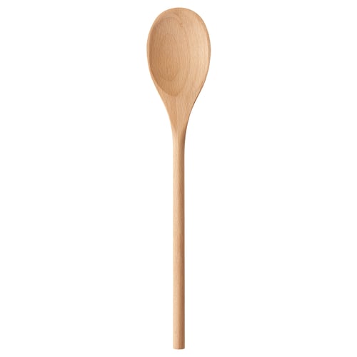 The MIXA wooden spoon is crafted from solid beechwood. It a natural, light tan colour with a simple, ergonomic design. Ideal for cooking and serving.