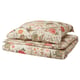Floral bedding set: NÄSSELKLOCKA, light beige, cotton/viscose, rectangular, zipped closure, detailed floral print.