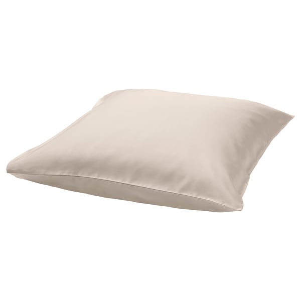 A beige, square-shaped pillowcase made of soft cotton and lyocell with a smooth design.