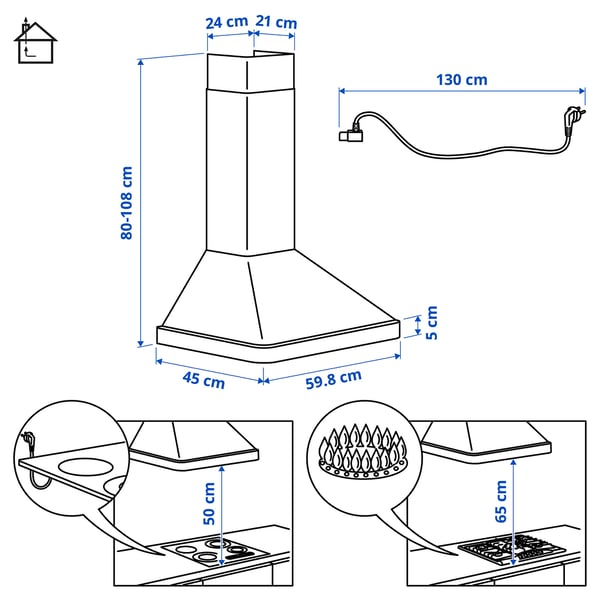 NILSBYN Wall mounted extractor hood, IKEA 300 black, 60 cm