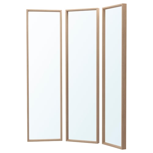Three NISSEDAL light brown mirrors, tri-fold, safe glass, ideal for outfits.