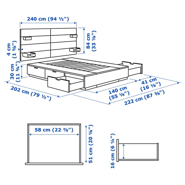 Illustration with measurements for the product: NORDLI.