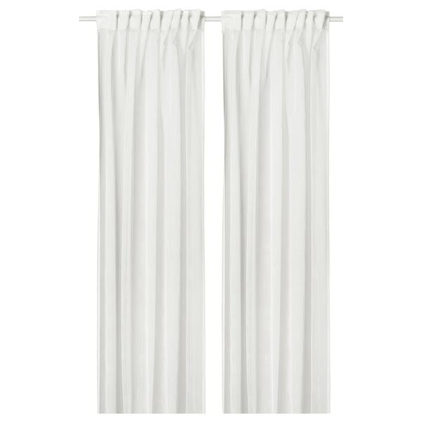 PALPLJUNGMAL white sheer curtains, recycled polyester, minimalist embossed pattern, hanging straight, with heading tape.