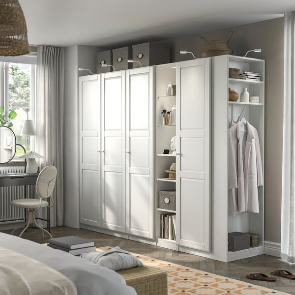 PAX / TYSSEDAL Wardrobe combination, white white/white, 255x60x201 cm